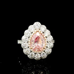 GIA Certified 1.46 Carat Fancy Orangy Pink Diamond Ring