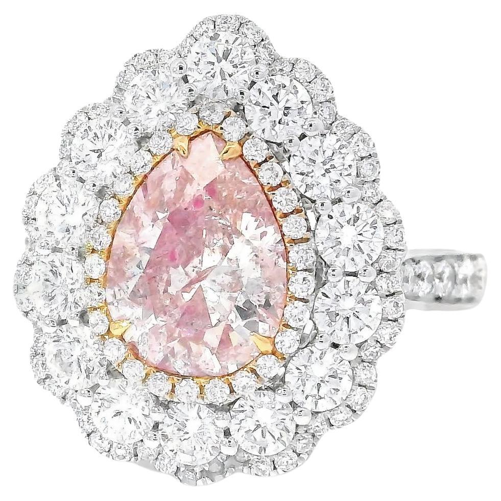 GIA Certified 1.46 Carat Fancy Orangy Pink Diamond Ring