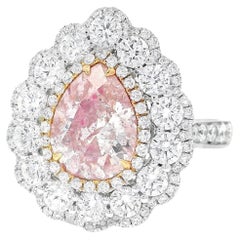 GIA Certified 1.46 Carat Fancy Orangy Pink Diamond Ring