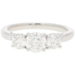 GIA Certified 1.46 Carat Trilogy Three-Stone Diamond Engagement Ring in Platinum
