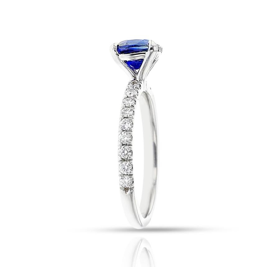 GIA Certified 1.46 ct. Unheated Burma Sapphire Ring, Platinum In Excellent Condition For Sale In New York, NY
