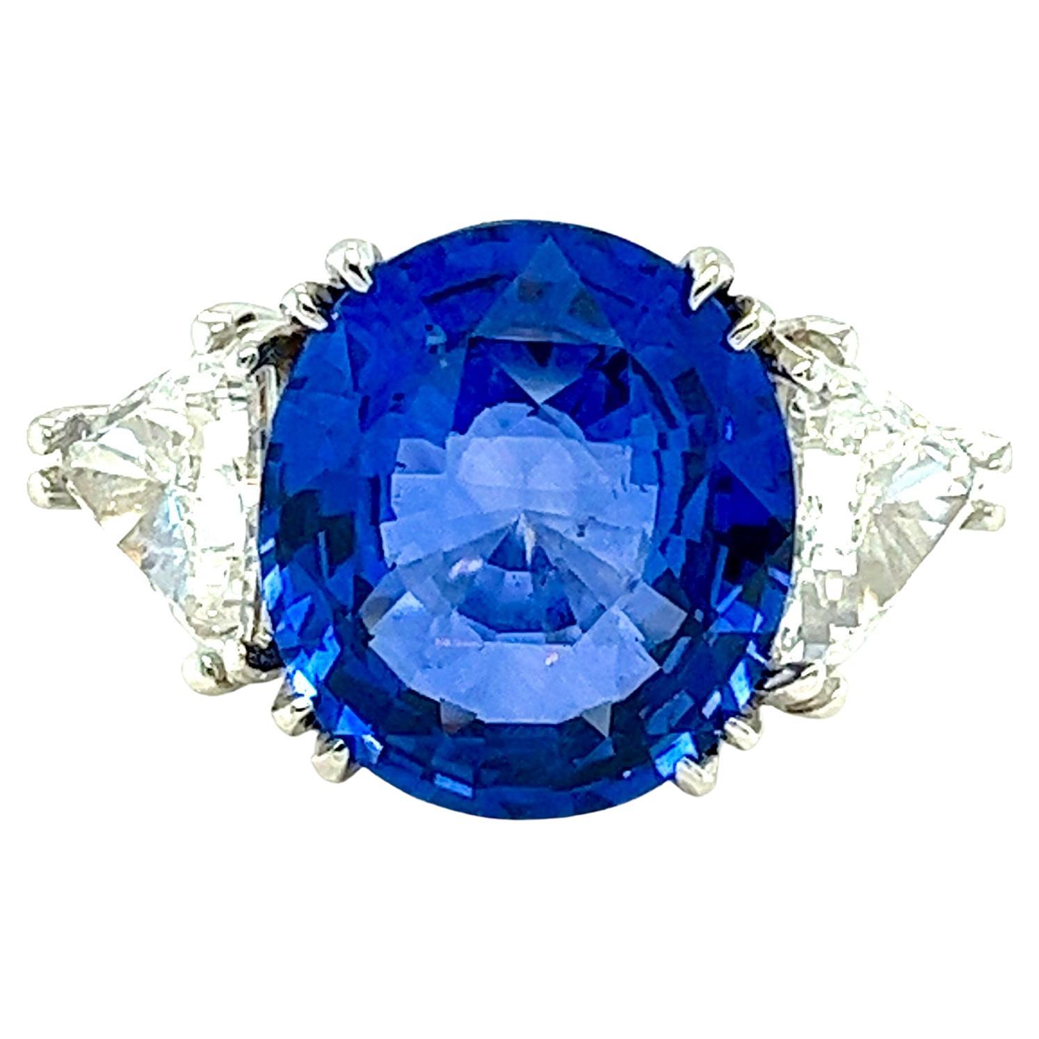 GIA Certified 14.64 Carat Blue Sapphire Diamond Ring