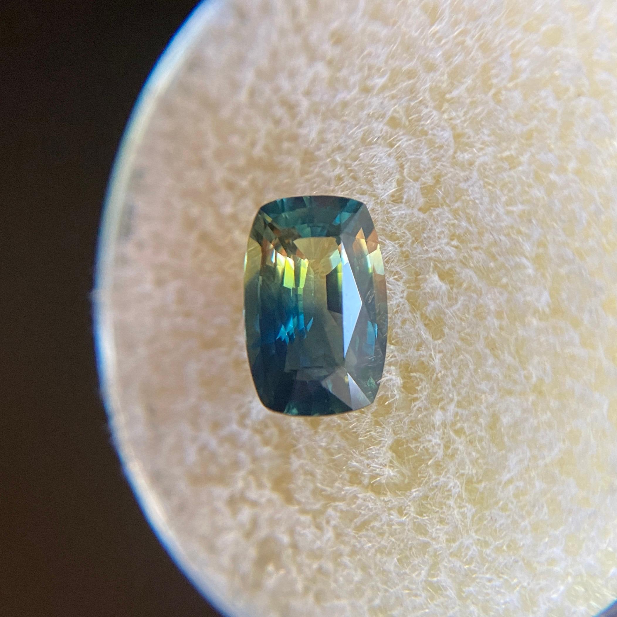 GIA-zertifizierter 1,46 Karat zweifarbiger Saphir, blau-gelber, unbehandelter Edelstein im Kissenschliff im Zustand „Neu“ in Birmingham, GB