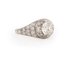 GIA Certified 1.47 Carat Art Deco Diamond Platinum Engagement Ring