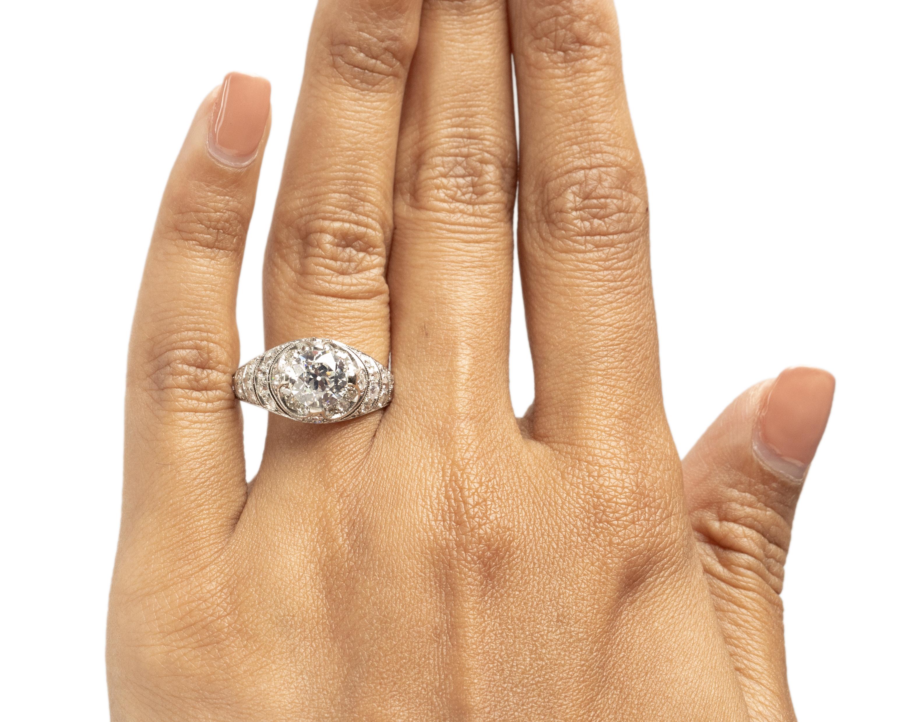 Women's GIA Certified 1.47 Carat Art Deco Diamond Platinum Engagement Ring For Sale