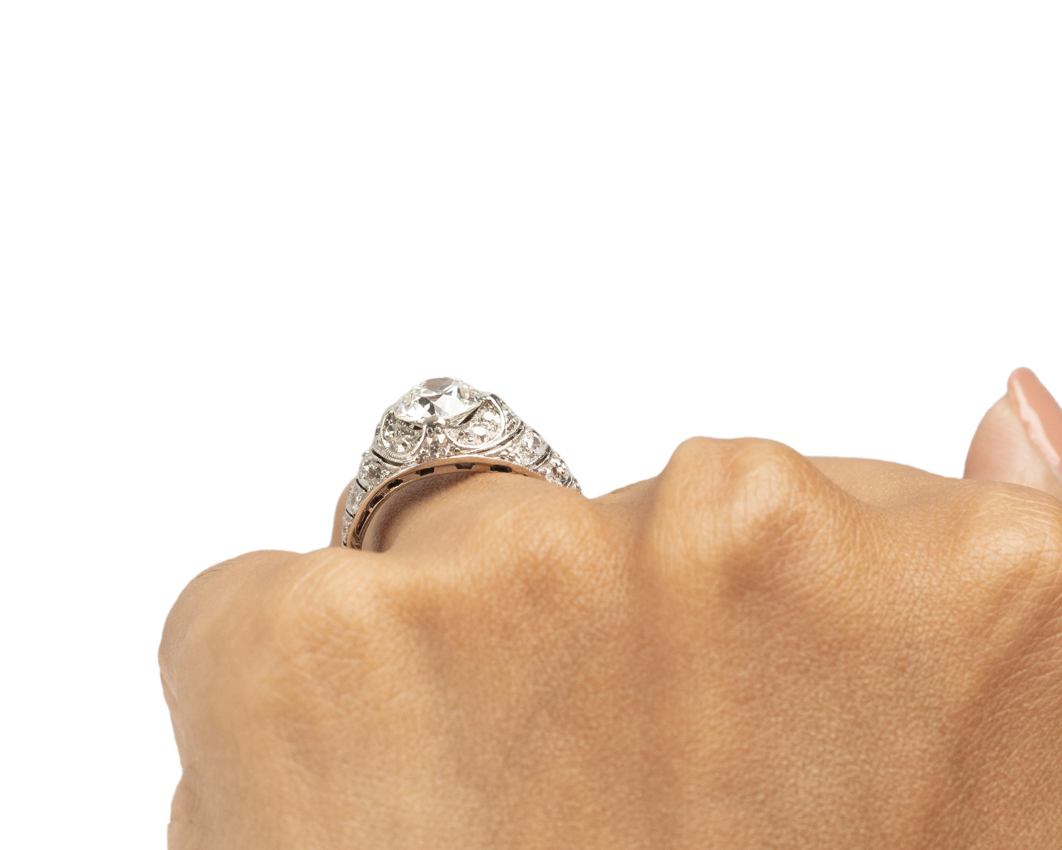 GIA Certified 1.47 Carat Art Deco Diamond Platinum Engagement Ring For Sale 1