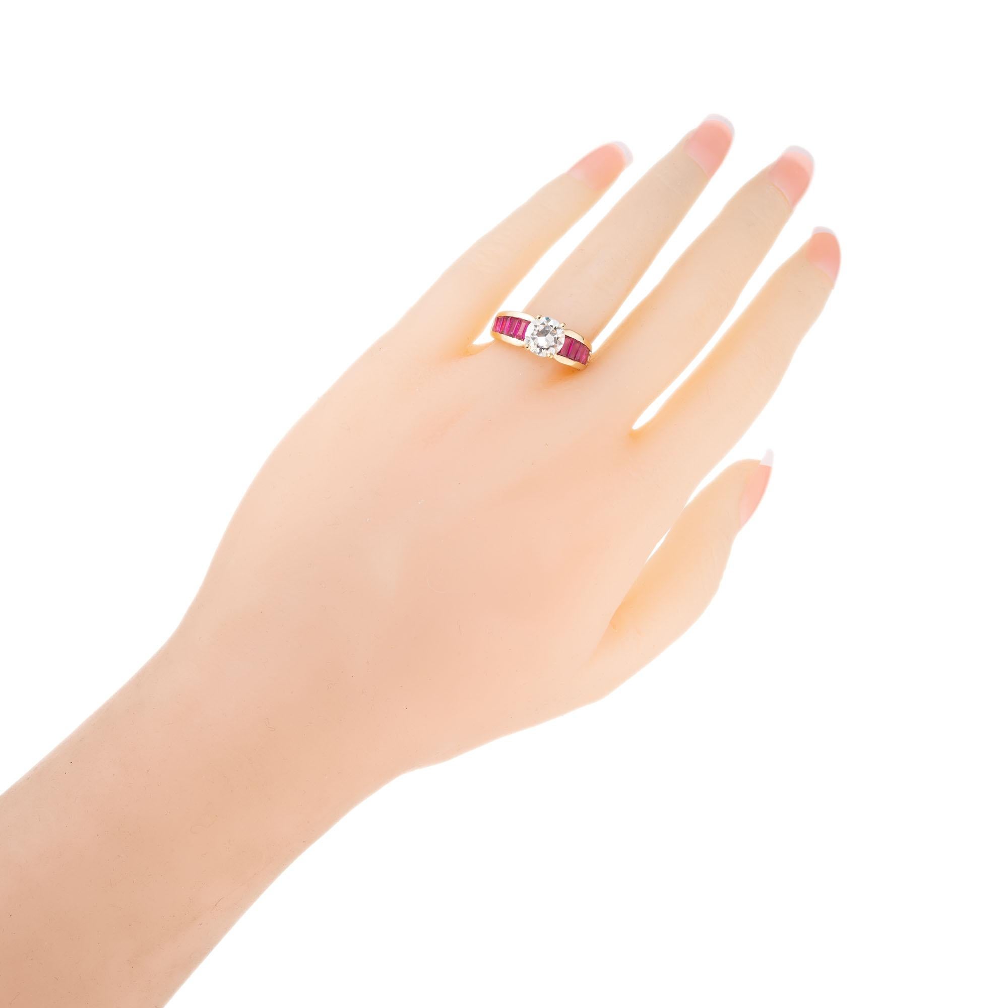 Bague de fiançailles en or jaune avec rubis et diamants de 1,47 carat certifiés GIA Pour femmes en vente