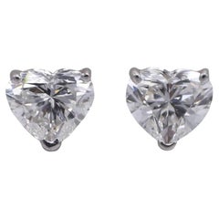 GIA Certified 1.47 Carat G SI1 Heart Shape Natural Diamond Stud Earrings