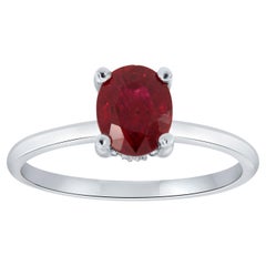 GIA-zertifizierter 1,47 Karat ovaler roter Rubin-Diamantring mit verstecktem Halo