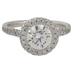 GIA Certified 1.47 Carat Round Diamond Engagement Ring 18 Karat In Stock