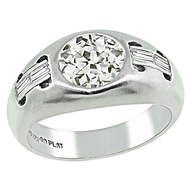 Anillo para hombre con diamante de 1,47 ct certificado por el GIA en venta