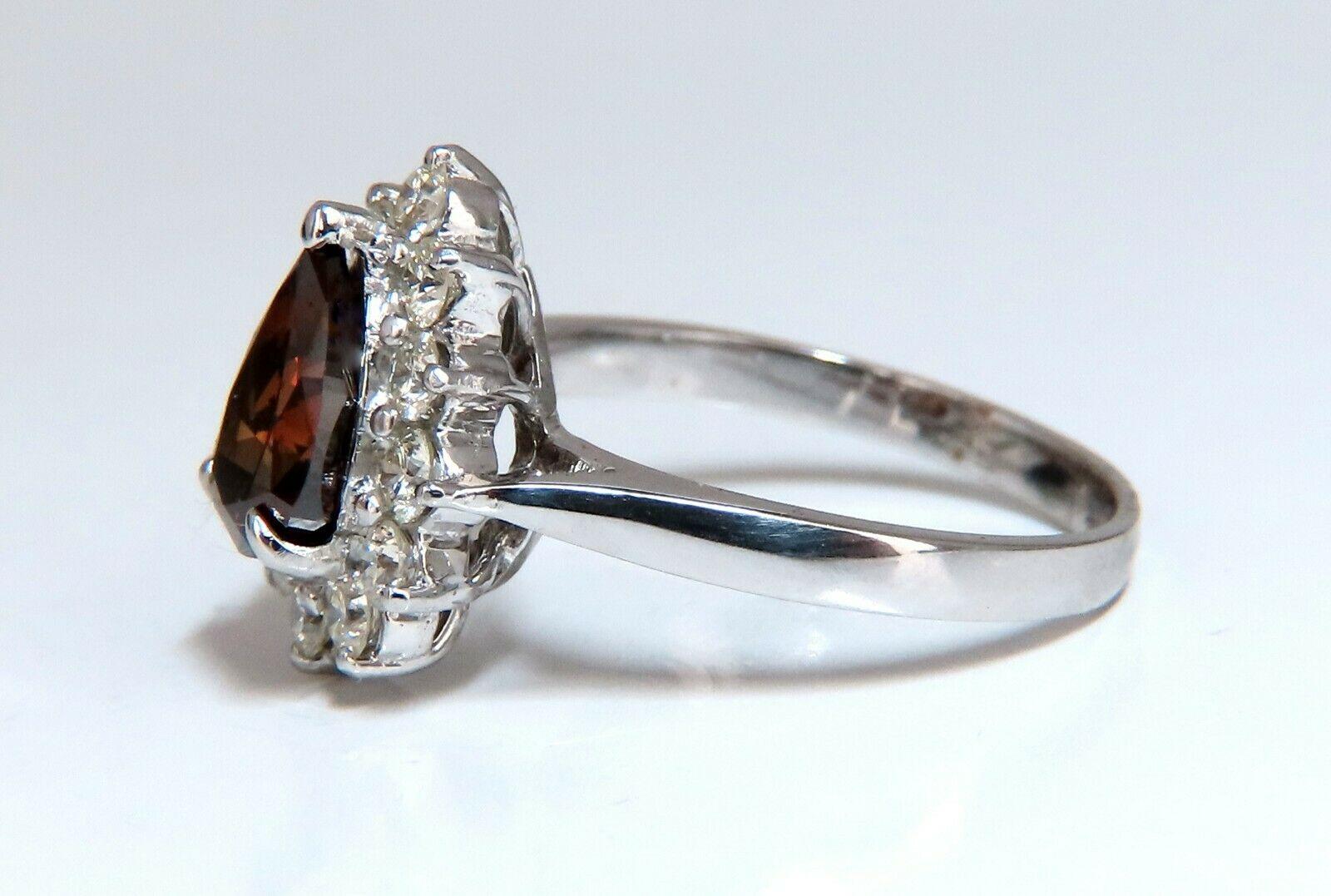 Pear Cut GIA Certified 1.47 Carat Natural Fancy Orange Brown Diamond Halo Ring 14 Karat