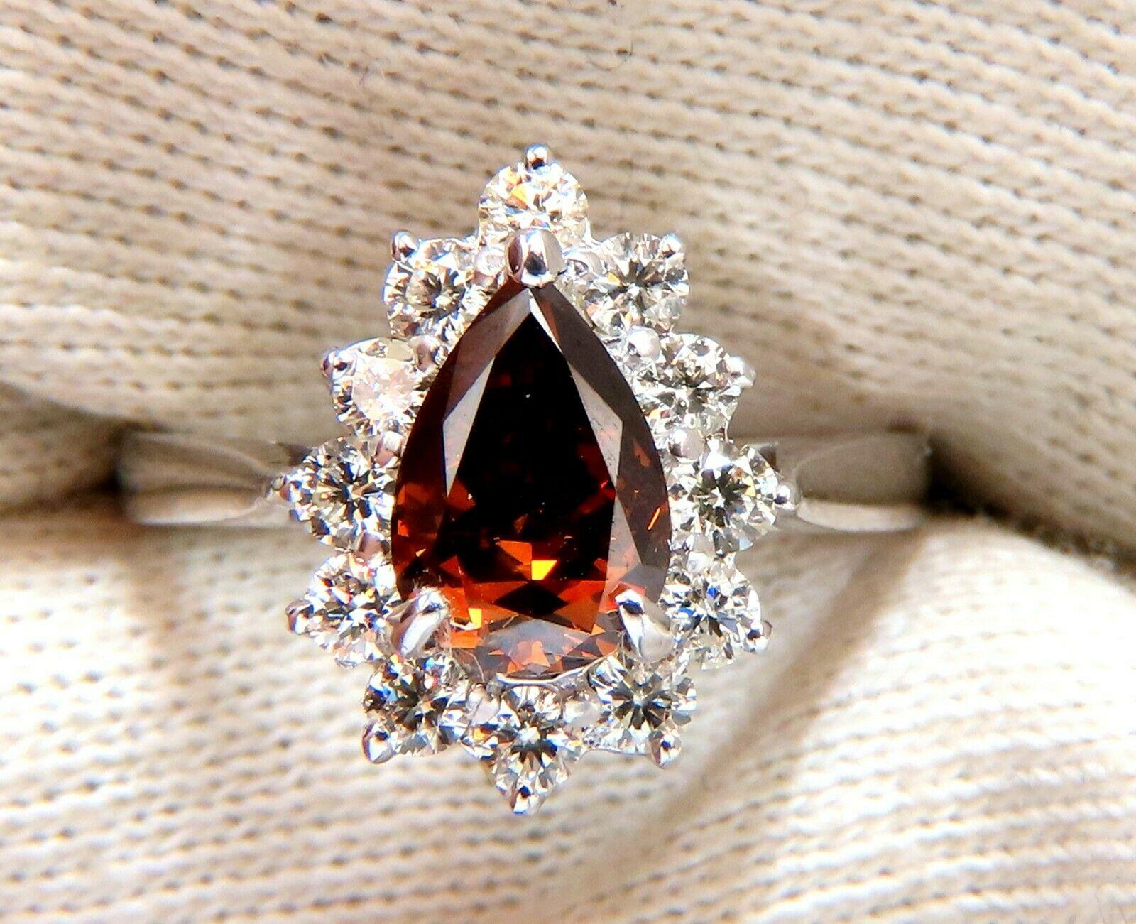 GIA Certified 1.47 Carat Natural Fancy Orange Brown Diamond Halo Ring 14 Karat 3