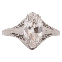 GIA Certified 1.48 Carat Art Deco Diamond Platinum Engagement Ring