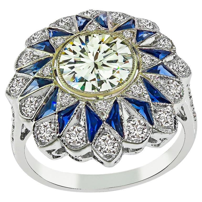 GIA Certified 1.48 Carat Diamond Sapphire Ring