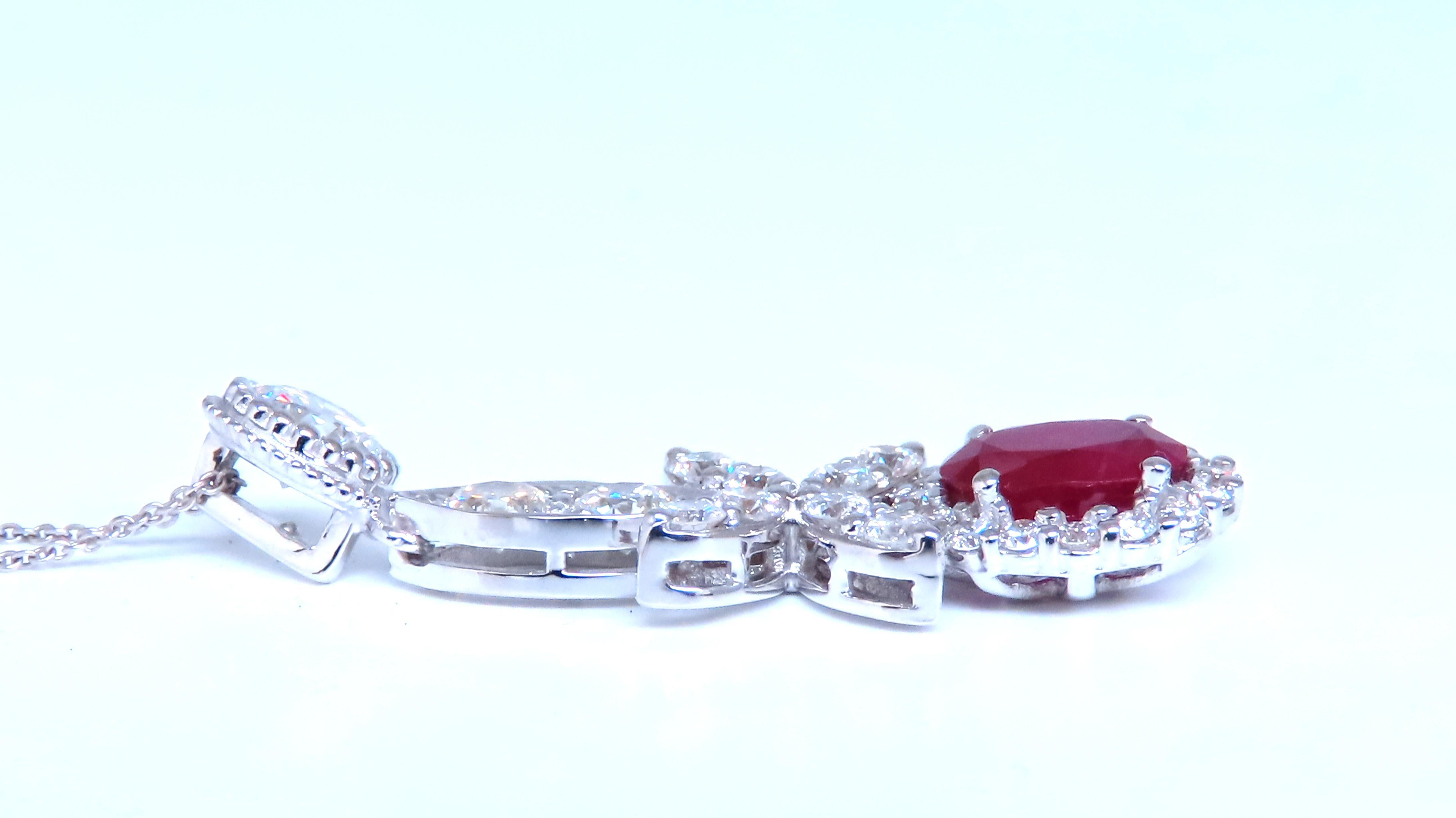 GIA Certificado 1.48ct Collar de Diamantes Rubí Natural Oro 14kt 47711 Corte oval en venta