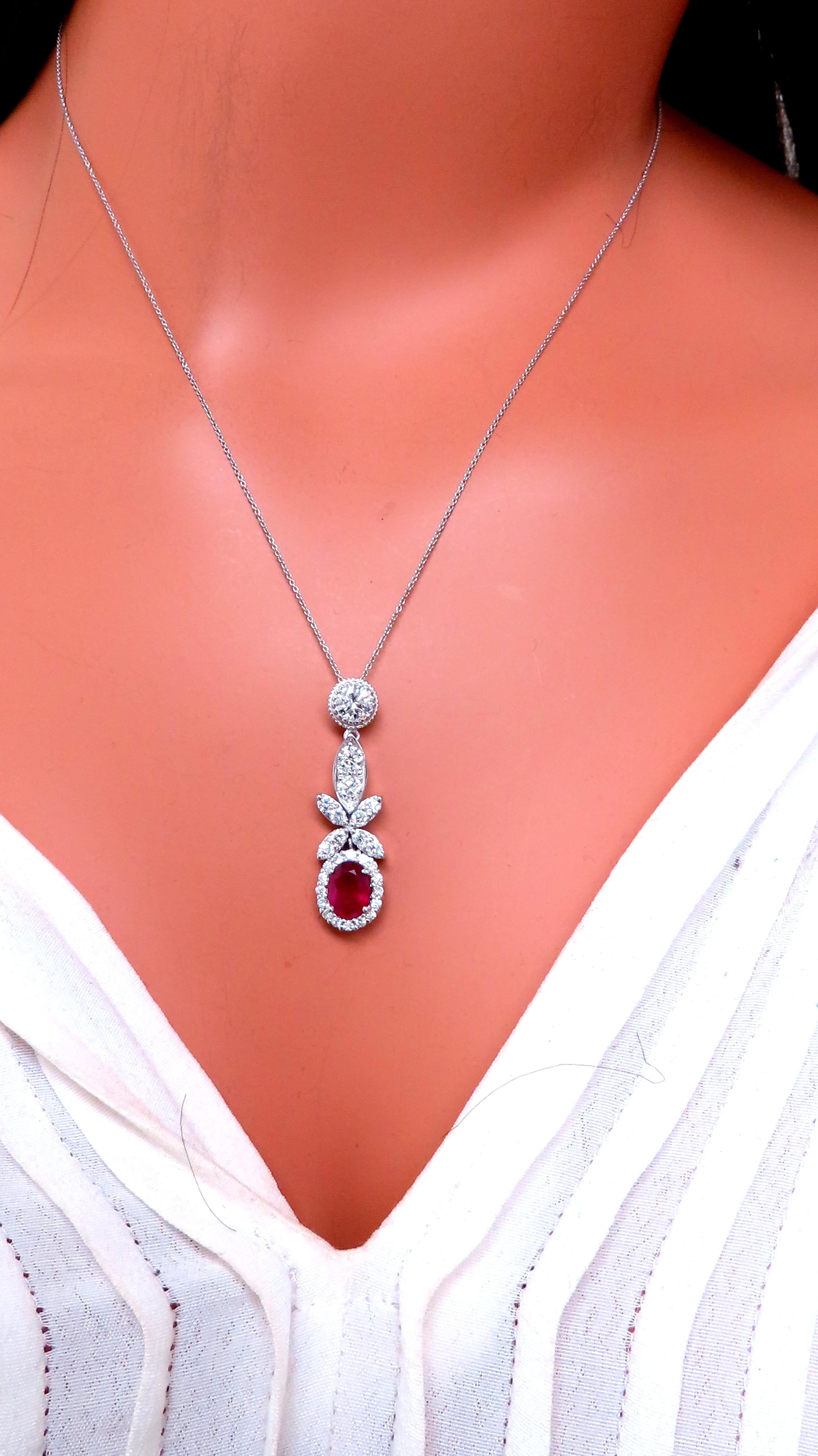 De las mujeres GIA Certificado 1.48ct Collar de Diamantes Rubí Natural Oro 14kt 47711 en venta