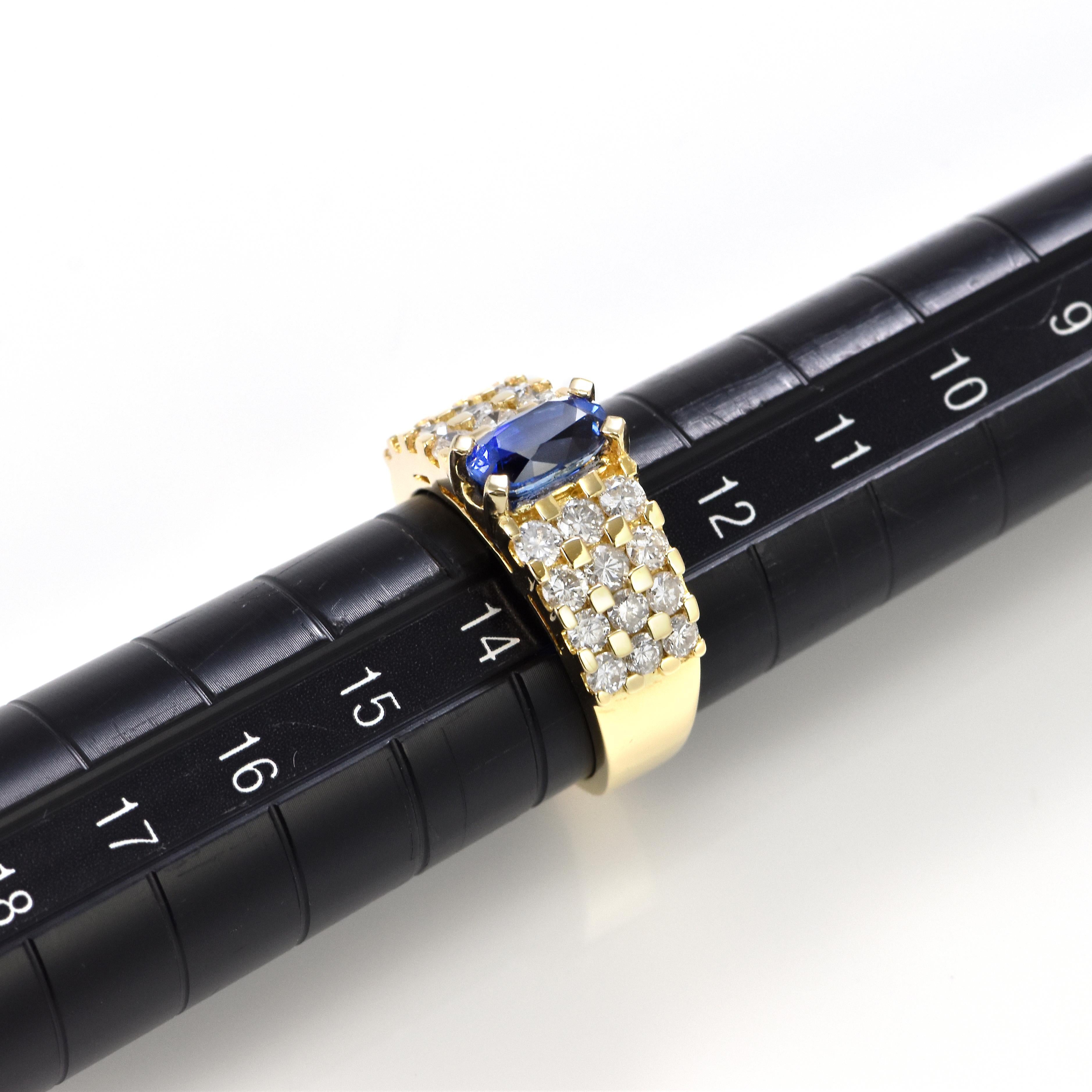 GIA Certified 1.49 Carat Burmese Sapphire and Diamond Ring Made in 18 Karat Gold For Sale 5