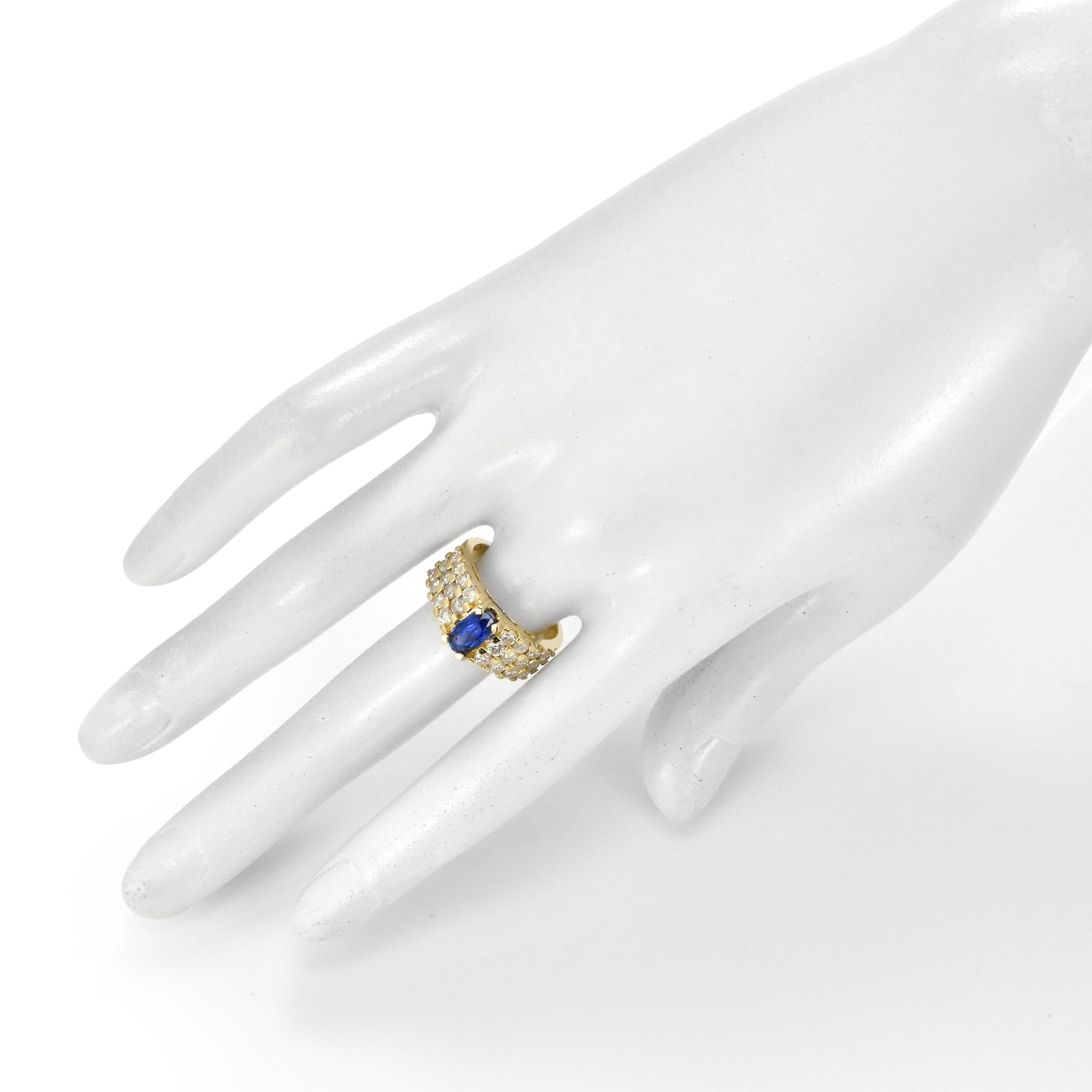 GIA Certified 1.49 Carat Burmese Sapphire and Diamond Ring Made in 18 Karat Gold For Sale 6