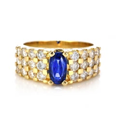 GIA Certified 1.49 Carat Burmese Sapphire and Diamond Ring Made in 18 Karat Gold