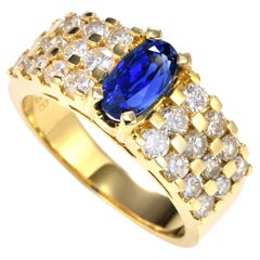 Bague en or 18 carats avec saphir birman certifié GIA de 1,49 carat et diamants