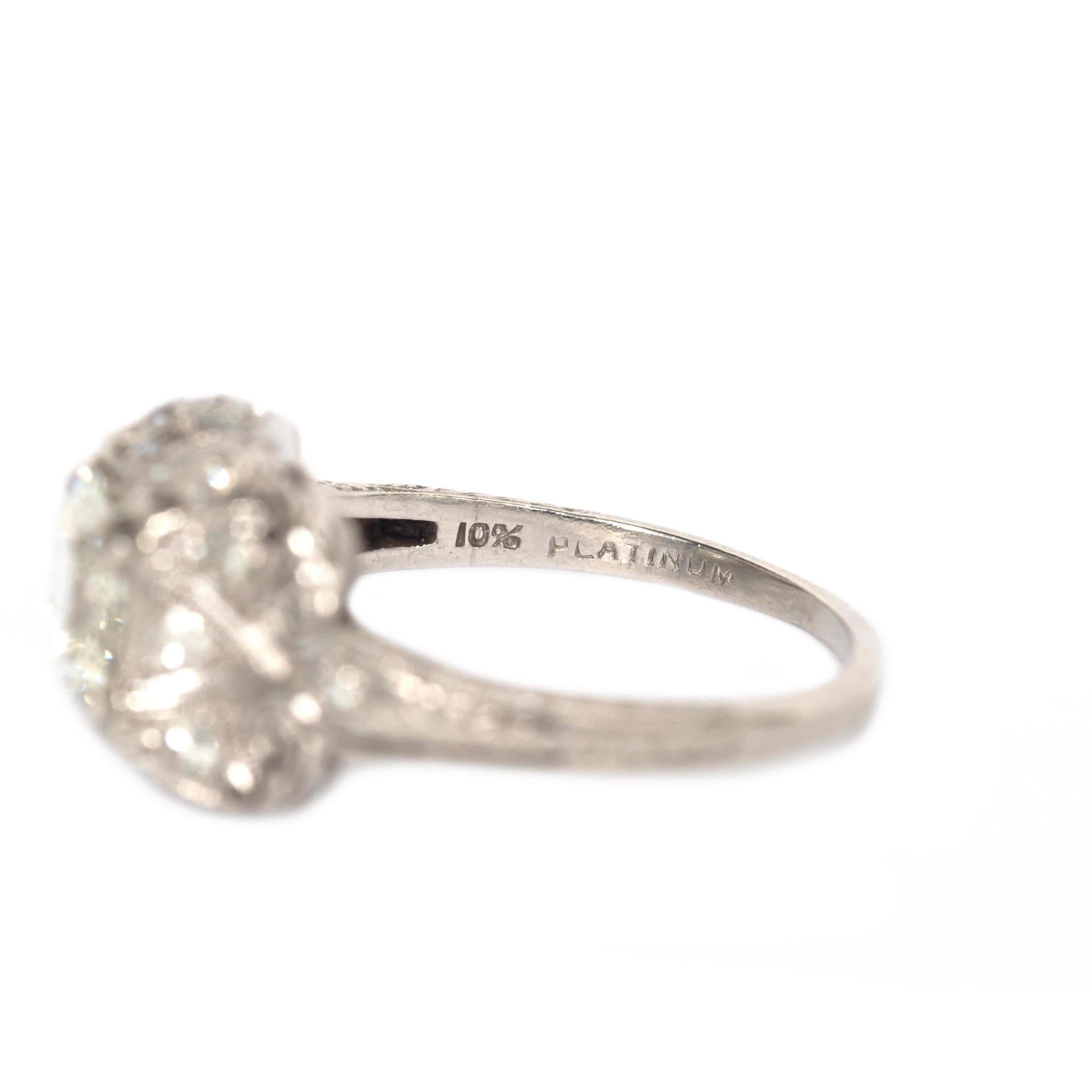 GIA Certified 1.49 Carat Diamond Platinum Engagement Ring In Good Condition For Sale In Atlanta, GA