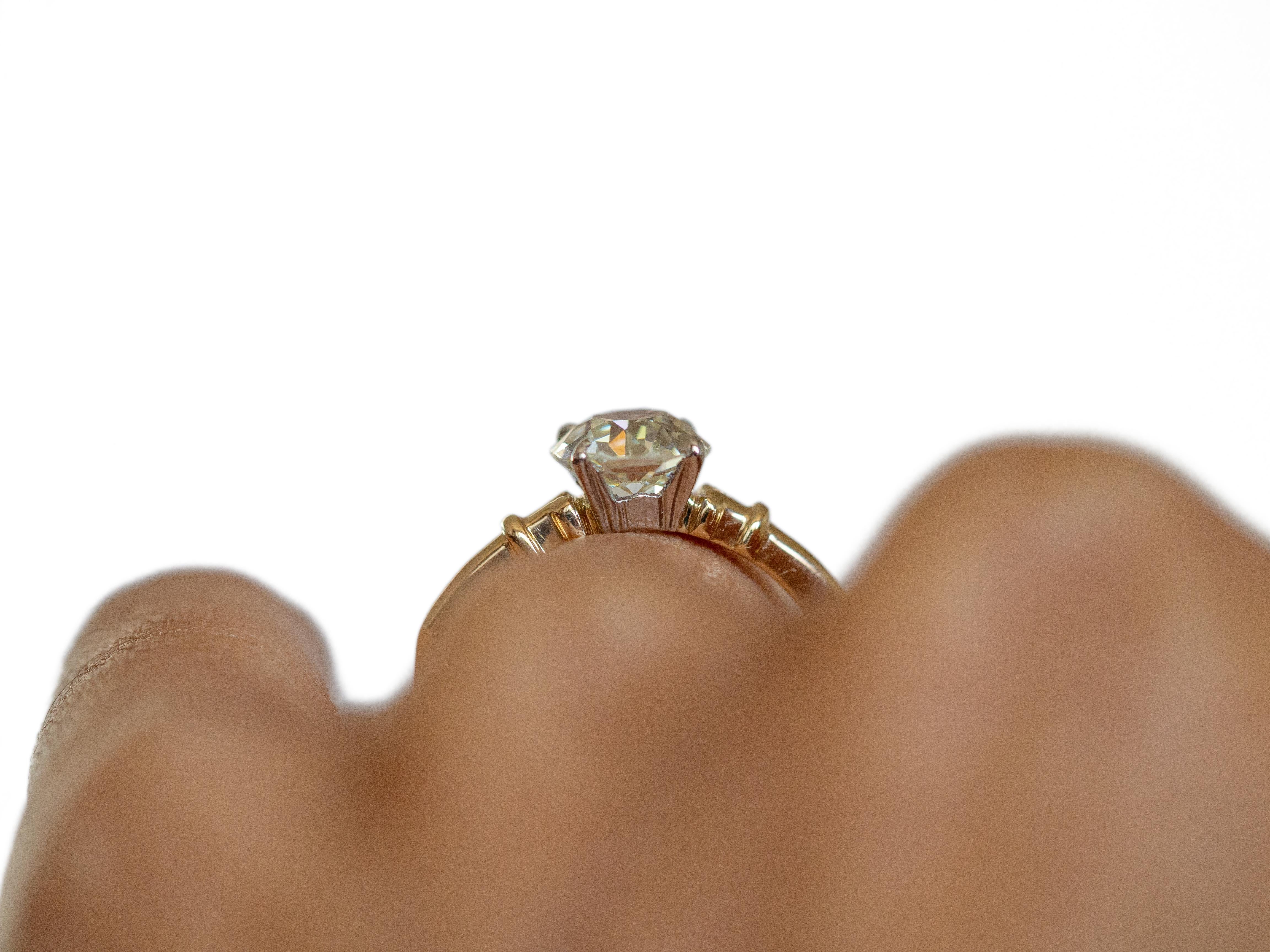 Women's or Men's GIA Certified 1.49 Carat Diamond Yellow Gold and Palladium Engagement Ring