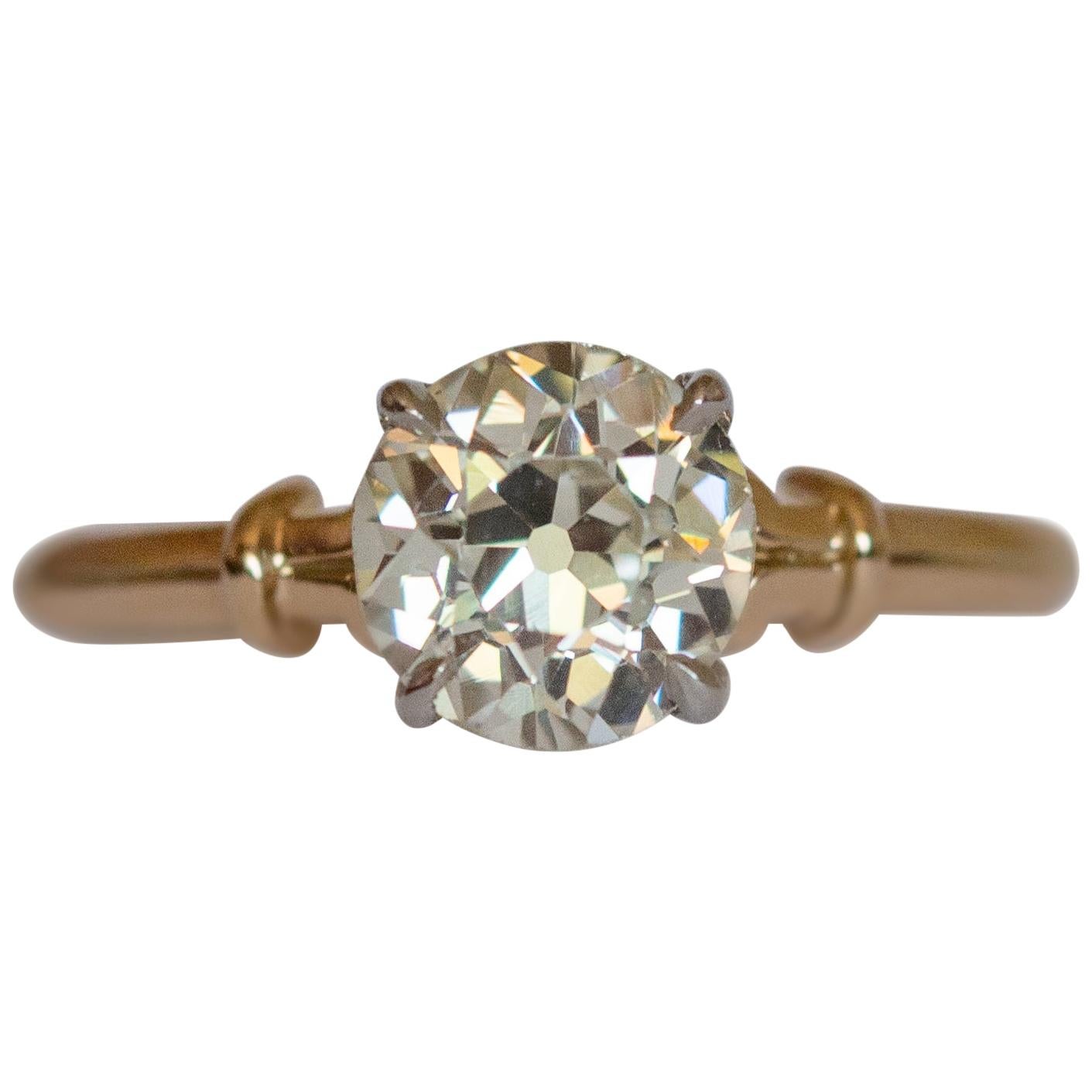 GIA Certified 1.49 Carat Diamond Yellow Gold and Palladium Engagement Ring