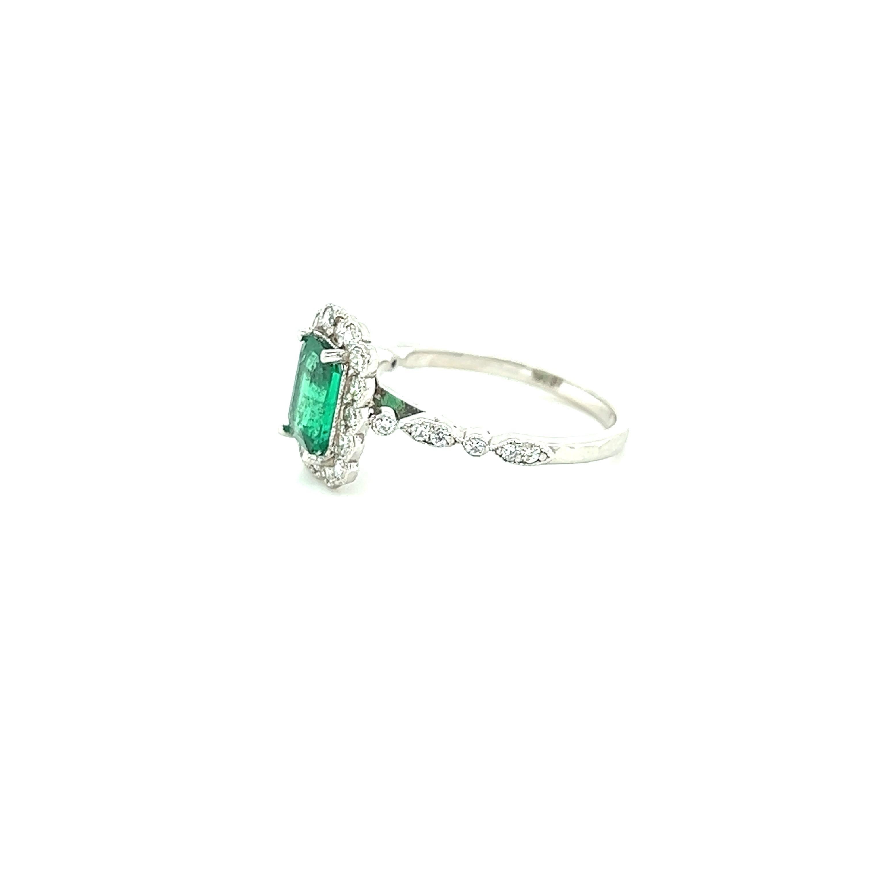 Contemporary GIA Certified 1.49 Carat Emerald Diamond White Gold Engagement Ring