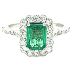 GIA Certified 1.49 Carat Emerald Diamond White Gold Engagement Ring