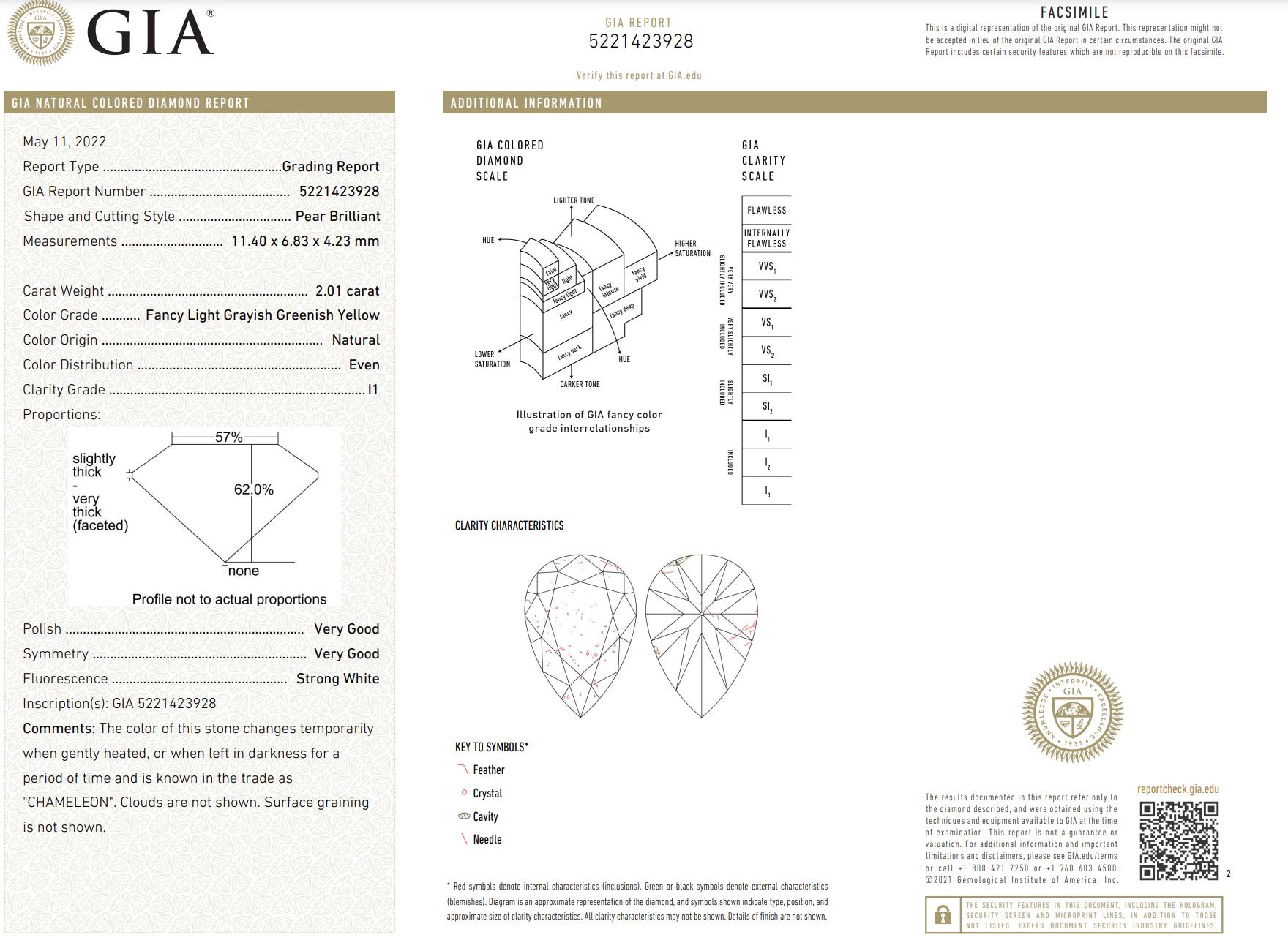 GIA-zertifizierter 1,49 Karat Fancy Chameleon Si2 Modified Schildkrötenschliff Diamant im Zustand „Neu“ im Angebot in New York, NY