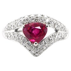 GIA zertifiziert 1.49 Karat natürlichen birmanischen Rubin und Diamant-Ring in Platin