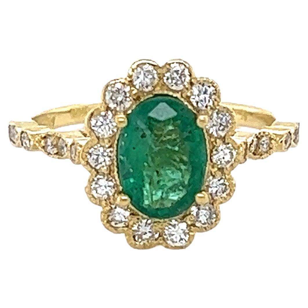 GIA Certified 1.49 Carat Natural Emerald Diamond Yellow Gold Engagement Ring For Sale