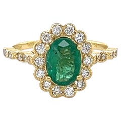 GIA Certified 1.49 Carat Natural Emerald Diamond Yellow Gold Engagement Ring