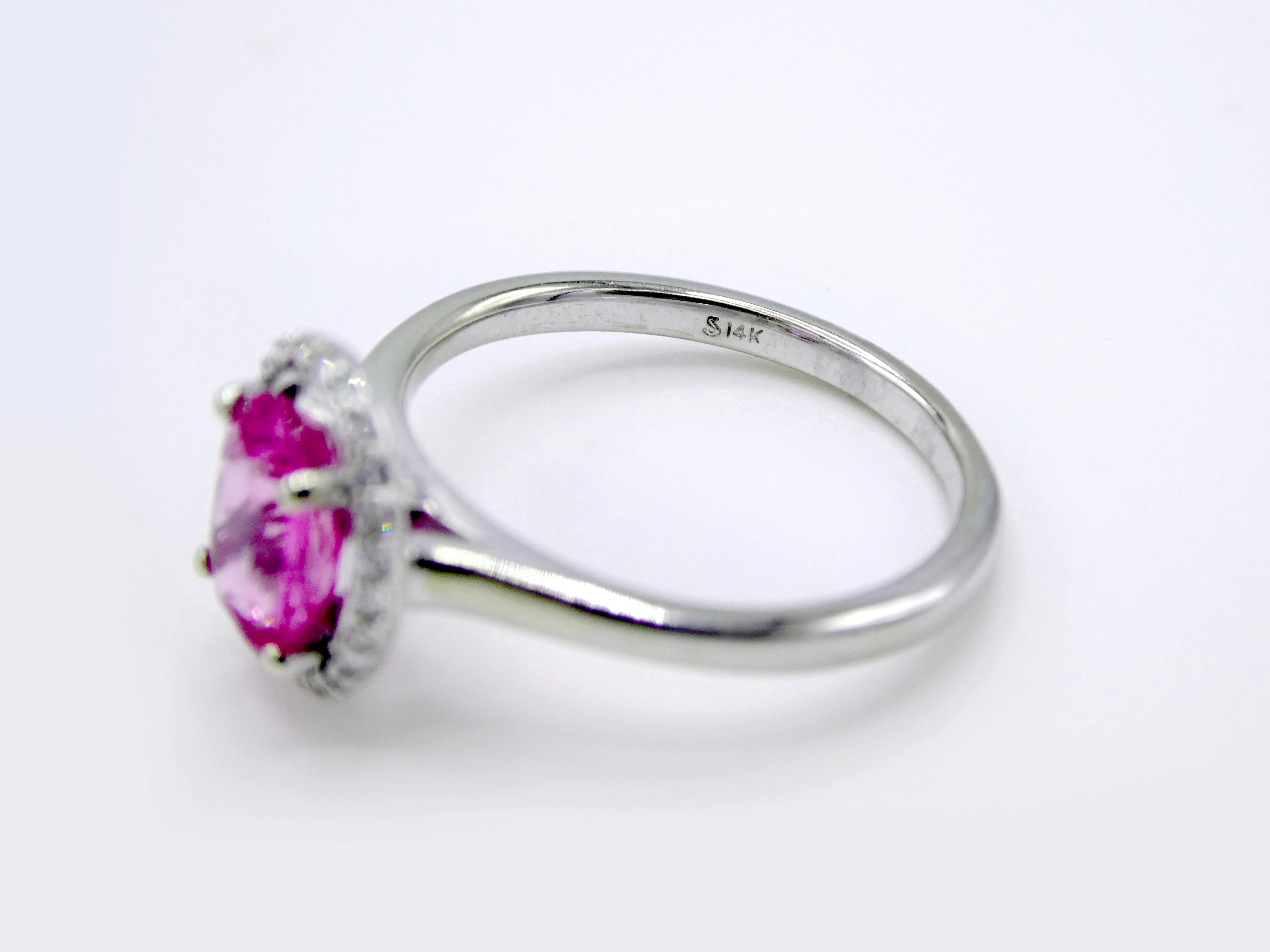 Oval Cut GIA Certified 1.49 Carat Oval Pink Sapphire and Diamond Cocktail Ring