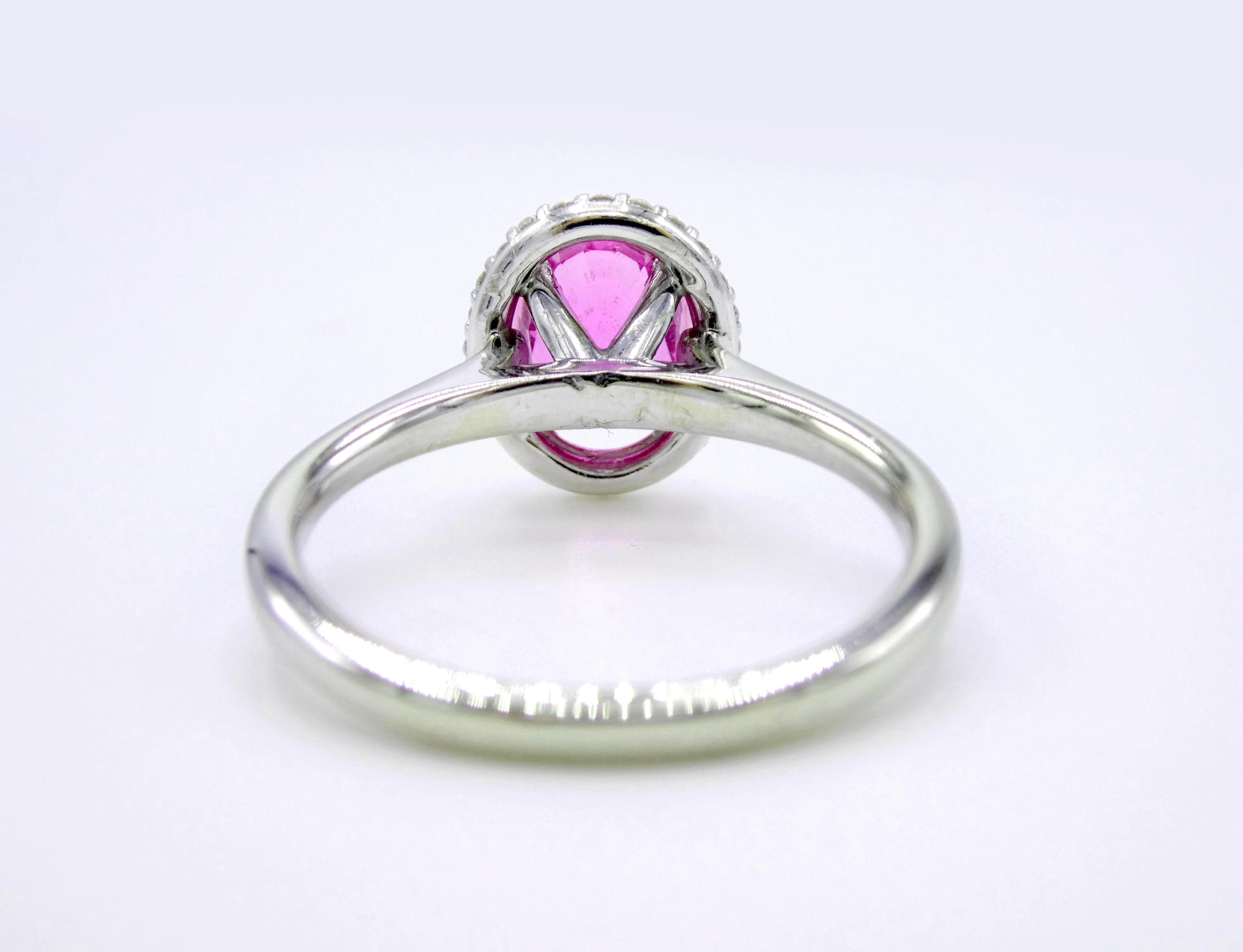 GIA Certified 1.49 Carat Oval Pink Sapphire and Diamond Cocktail Ring In Good Condition In  Baltimore, MD