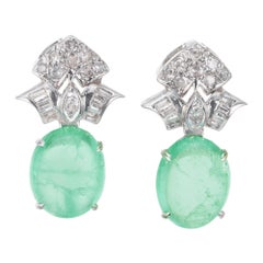 GIA Certified 14.93 Carat Emerald Diamond White Gold Dangle Earrings GIA Certified 14.93 Carat Emerald Diamond White Gold Dangle Earrings