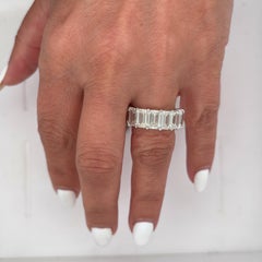 GIA Certified 14.95ct. Emerald Cut Diamonds Platinum Sharing Prong Eternity Band