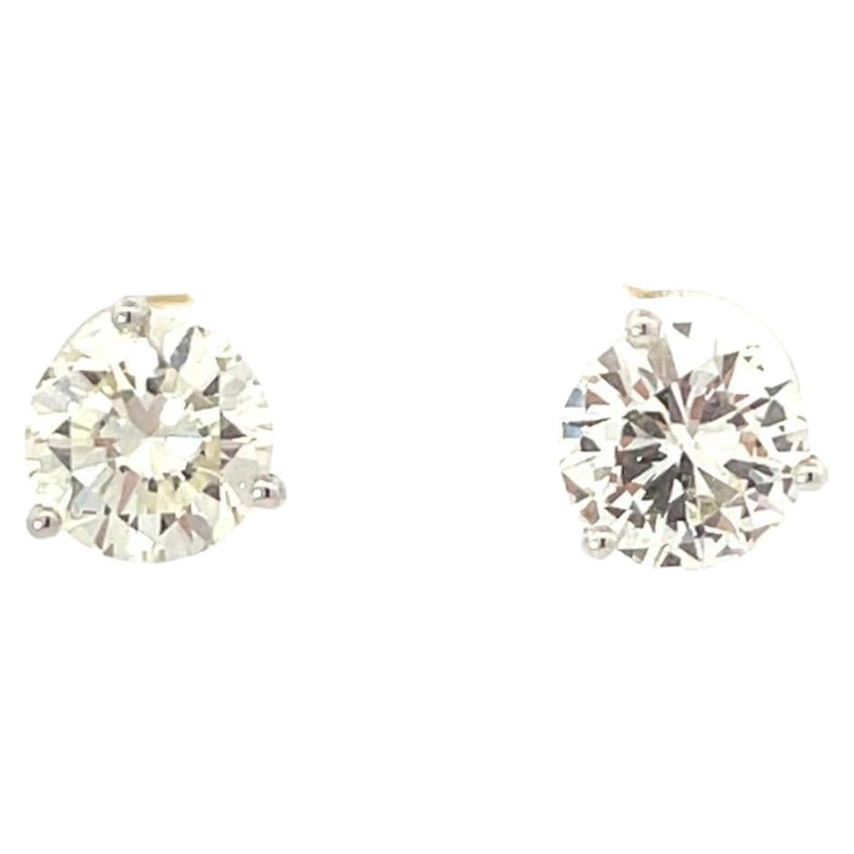 GIA Certified 14k Diamond 1.82ct & 1.60ct Stud Earrings For Sale