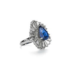 GIA Certified 14K Gold 11.39 CTW Sapphire & Diamond Ballerina Engagement Ring