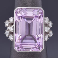 GIA Certified 14k Gold 30.50ct Kunzite & 0.80tcw Diamond Cocktail Ring