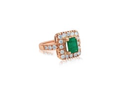 GIA certified, 14K Gold Emerald & Diamond Ring
