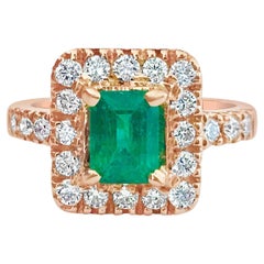 GIA Certified, 14k Gold Emerald & Diamond Ring