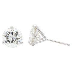 GIA Certified 14k Natural Round Brilliant Diamond Martini Stud Earrings 3.04ctw