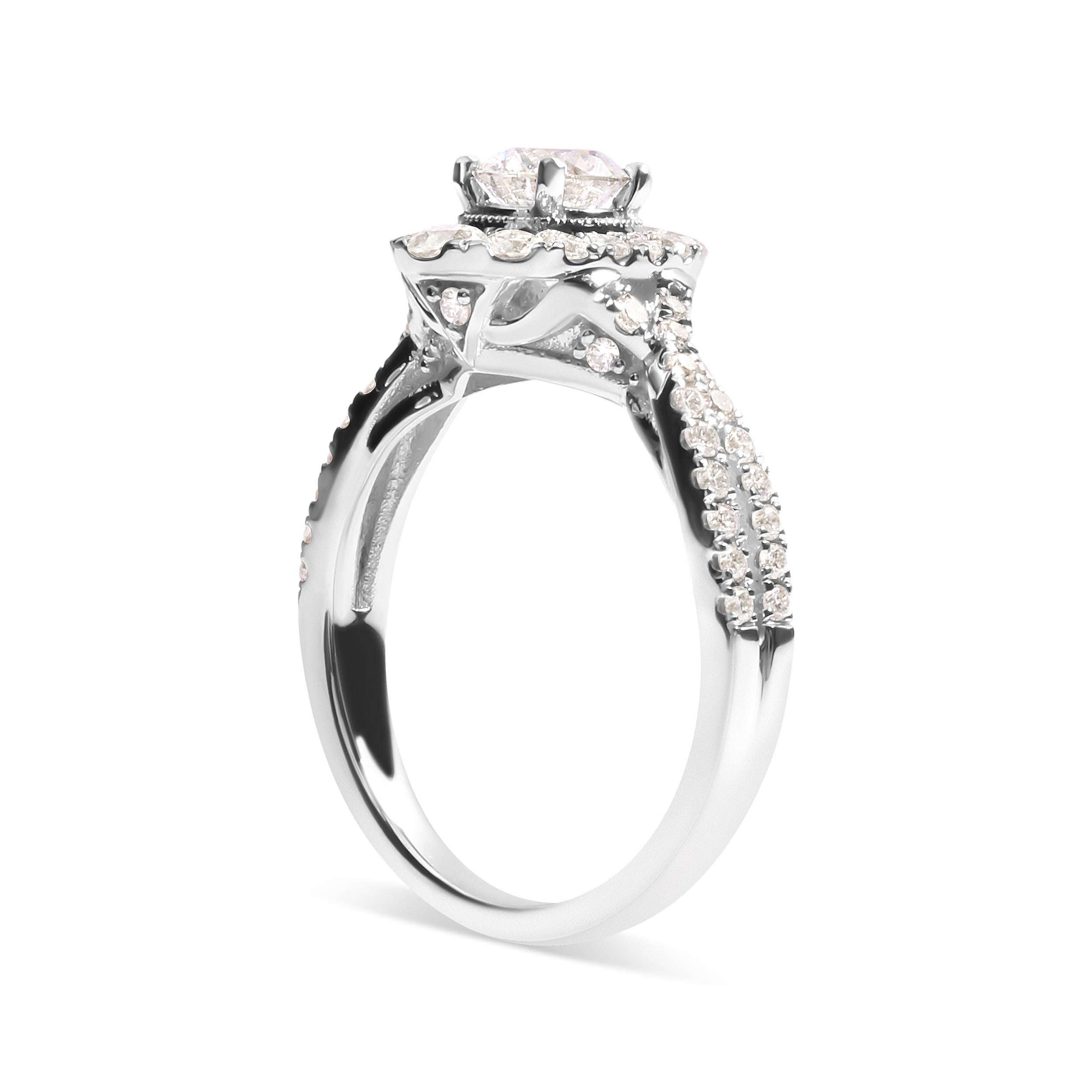 GIA zertifiziert 14k Weißgold 1 1/5 Cttw Diamant Oval Halo geformt Verlobungsring (Moderne)