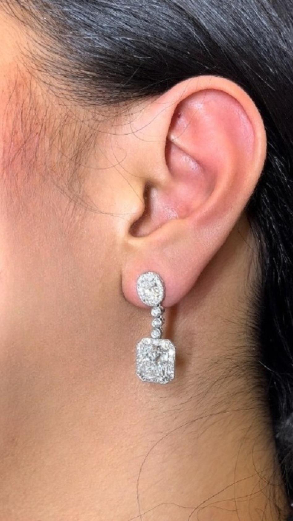 GIA Certified 14K White Gold 11.30 Carat Diamond Drop and Dangle Earrings In New Condition In New York, NY