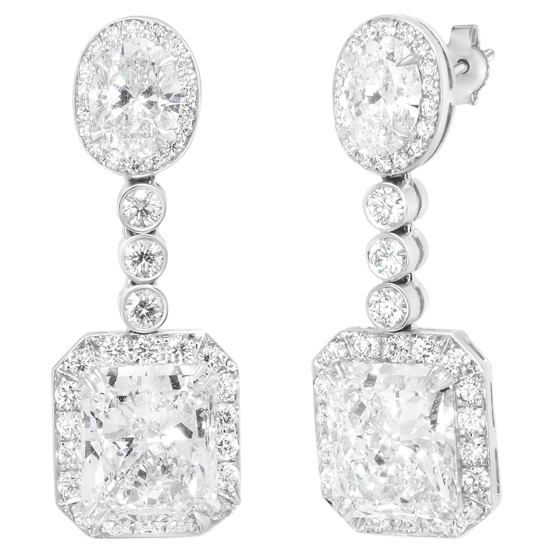 GIA Certified 14K White Gold 11.30 Carat Diamond Drop and Dangle Earrings