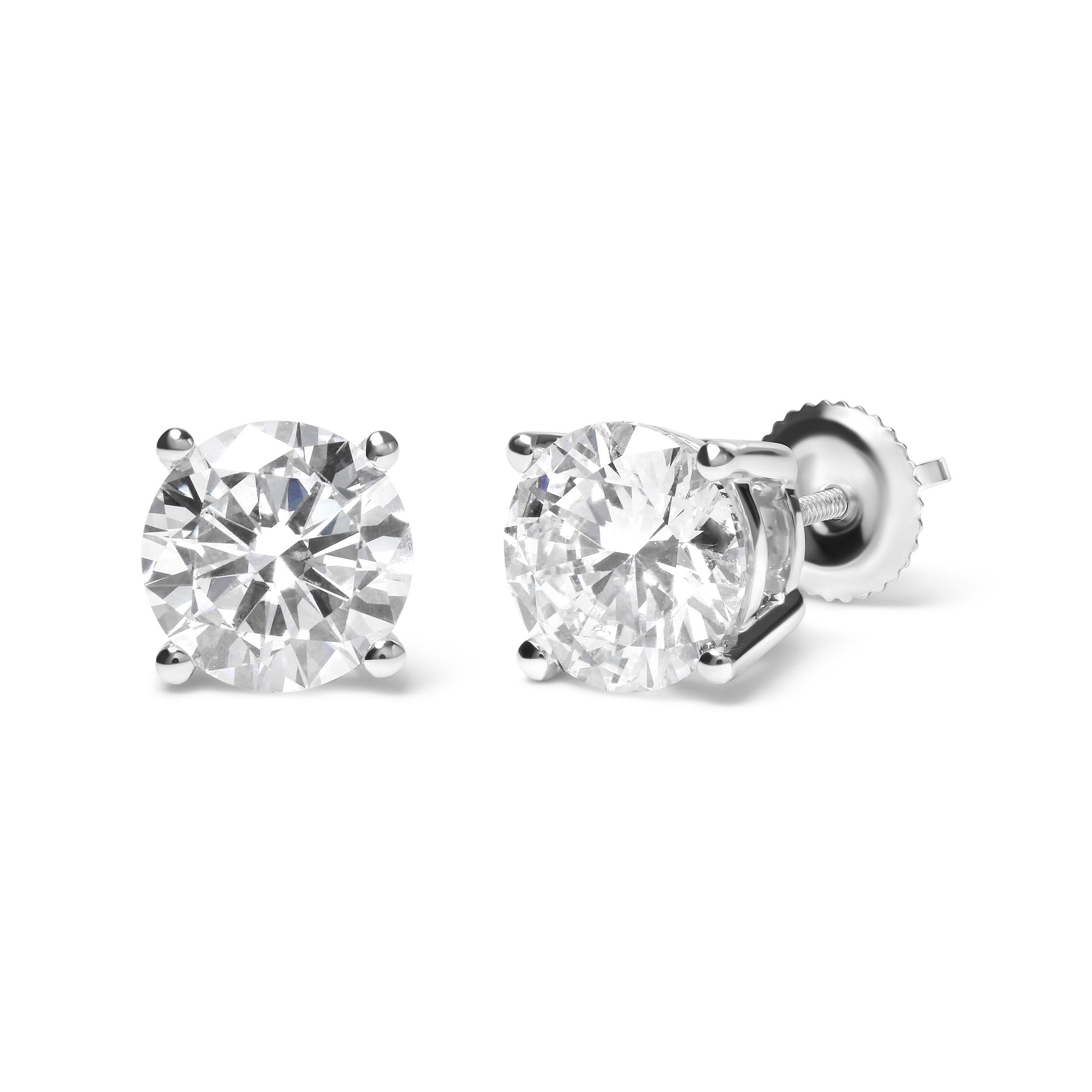 Modern GIA Certified 14K White Gold 6.0 Carat Diamond Solitaire Stud Earrings