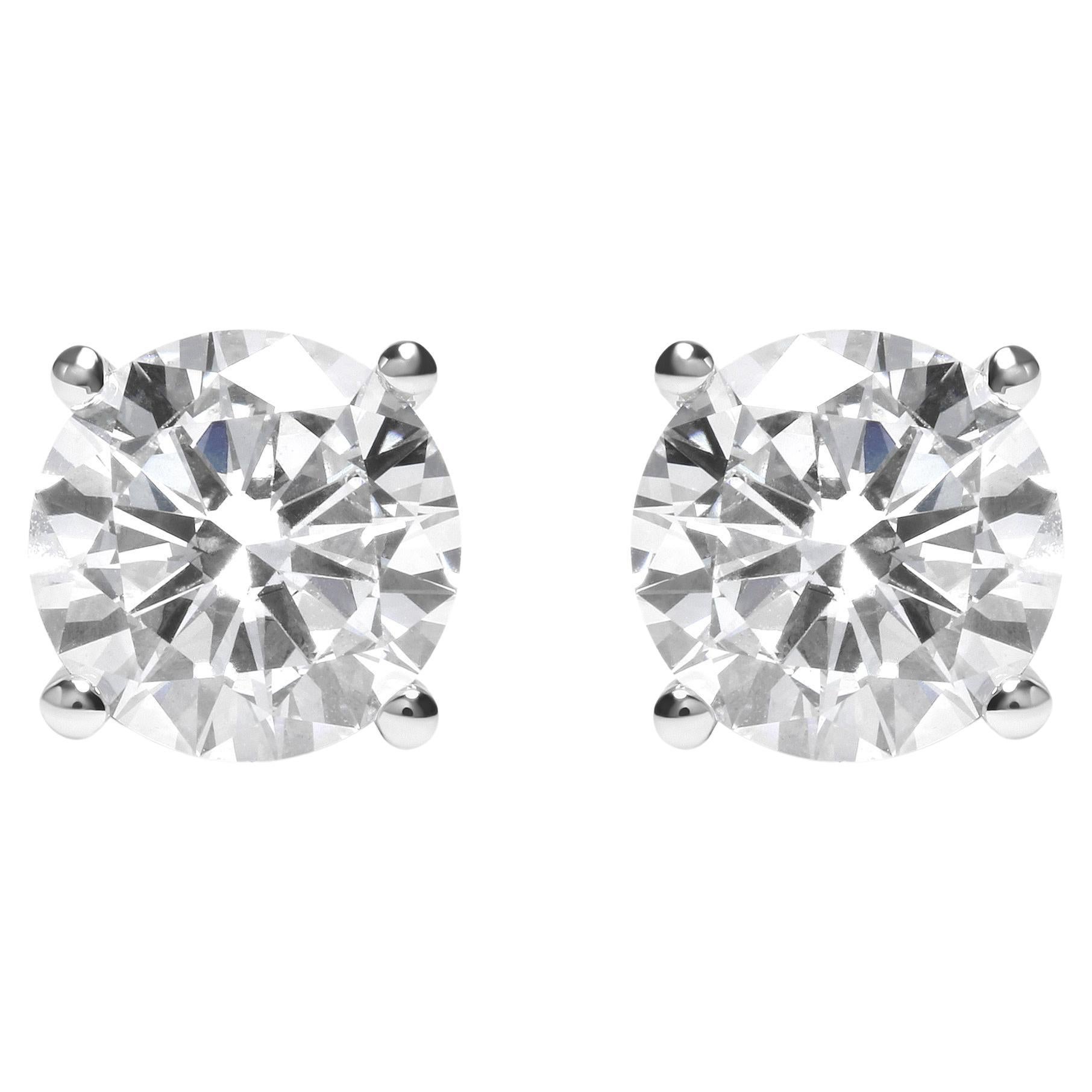 GIA Certified 14K White Gold 6.0 Carat Diamond Solitaire Stud Earrings