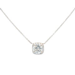 GIA Certified 14k White Gold Chain With 1.50ct Round Brilliant Cut Natural Diamo